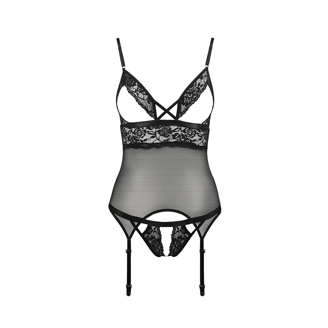 Корсет и трусики Passion DIABOLINA CORSET Black XXL/XXXL (PS25806)