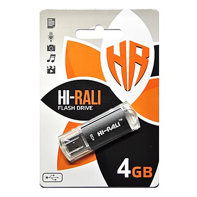 Флеш-накопитель USB 4GB Hi-Rali Rocket Series Black (HI-4GBVCBK)