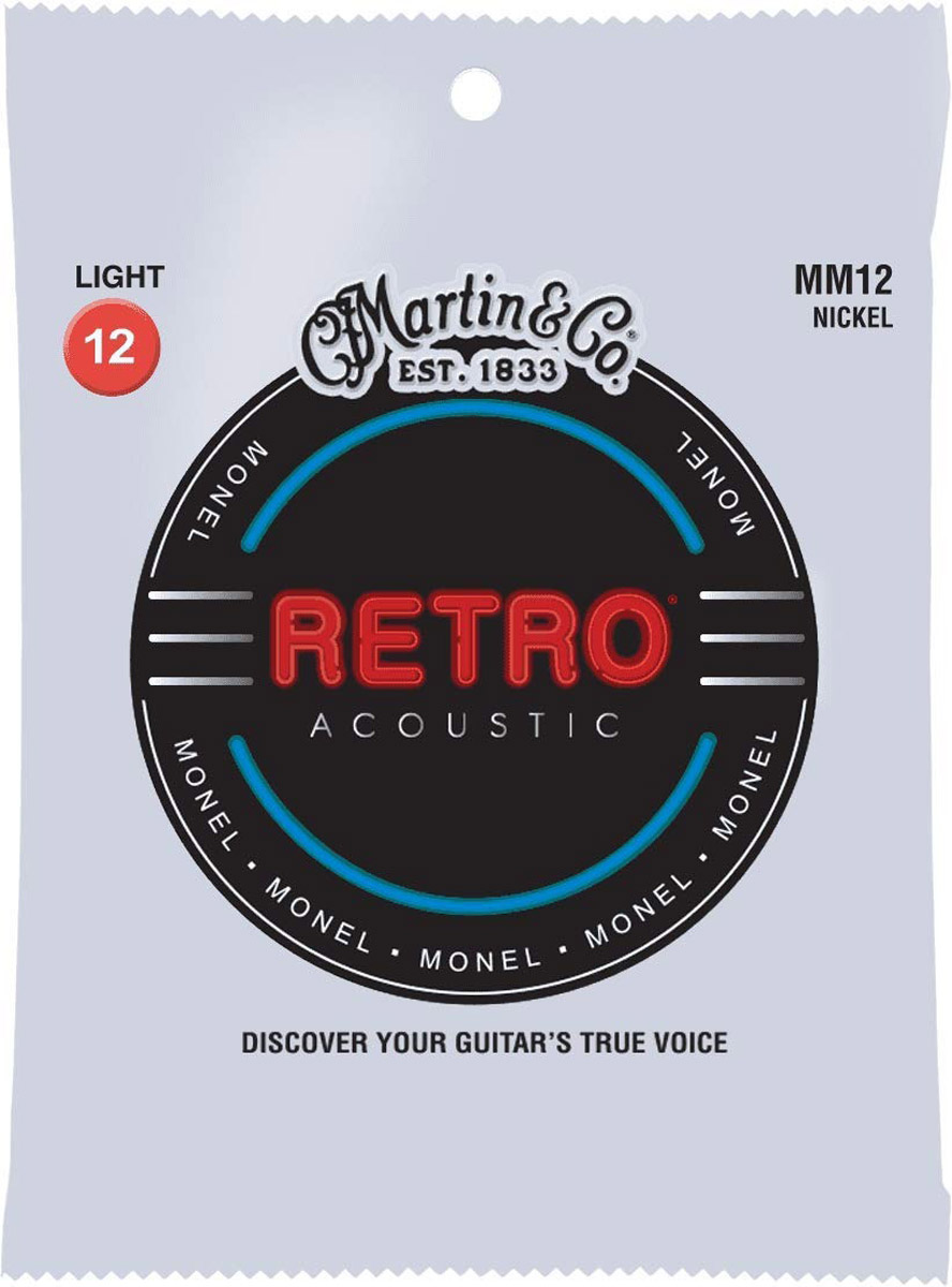Струни для акустичної гітари 6 шт Martin MM12 Retro Acoustic Guitar Strings Light 12/54