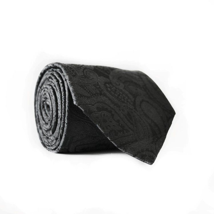 Краватка Emilio Corali Чоловічий Чорний З Візерунком Турецький Огірок Gin-2076