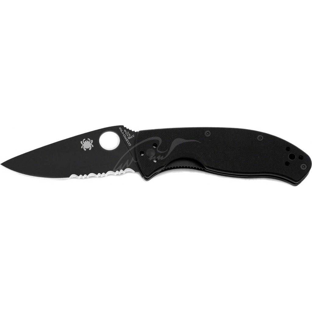 Нож Spyderco Tenacious Black Blade, полусеррейтор (C122GBBKPS)