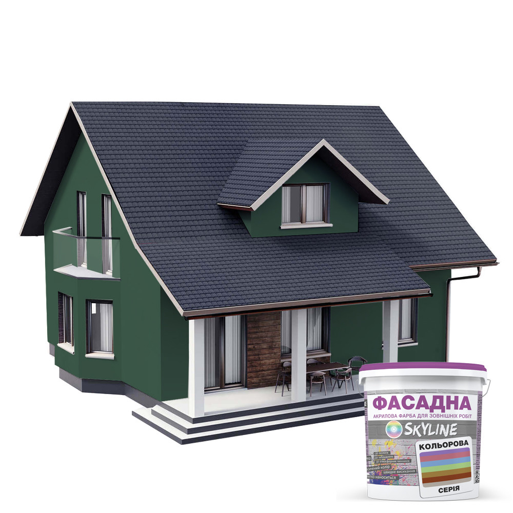 Краска Акрил-латексная Фасадная Skyline 6020-G (C) Хвоя 3л