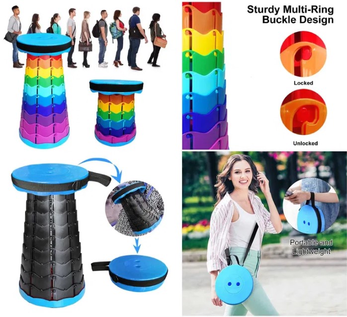 Складной туристический стул OPT-TOP Telescopic stool 47х25 см Разноцветный (2104618575)
