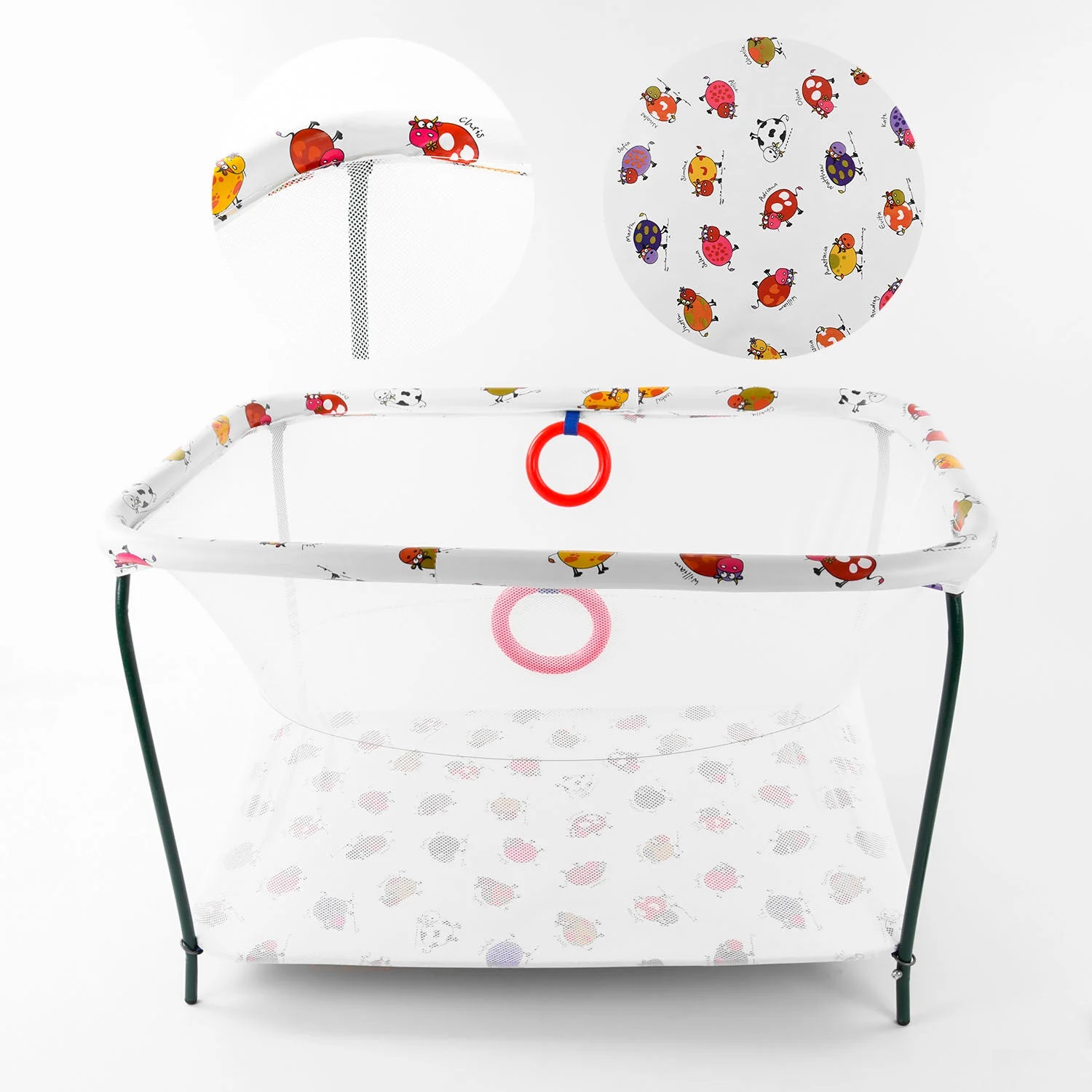 Манеж прямоугольный Qvatro Коровки 93 х 68 х 58 см White (99333)