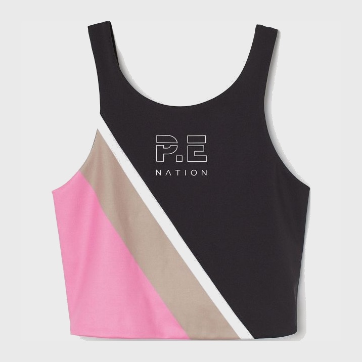 Топ спортивный женский H&M P.E Nation 8337221 L Черно-розовый (2030000157723)