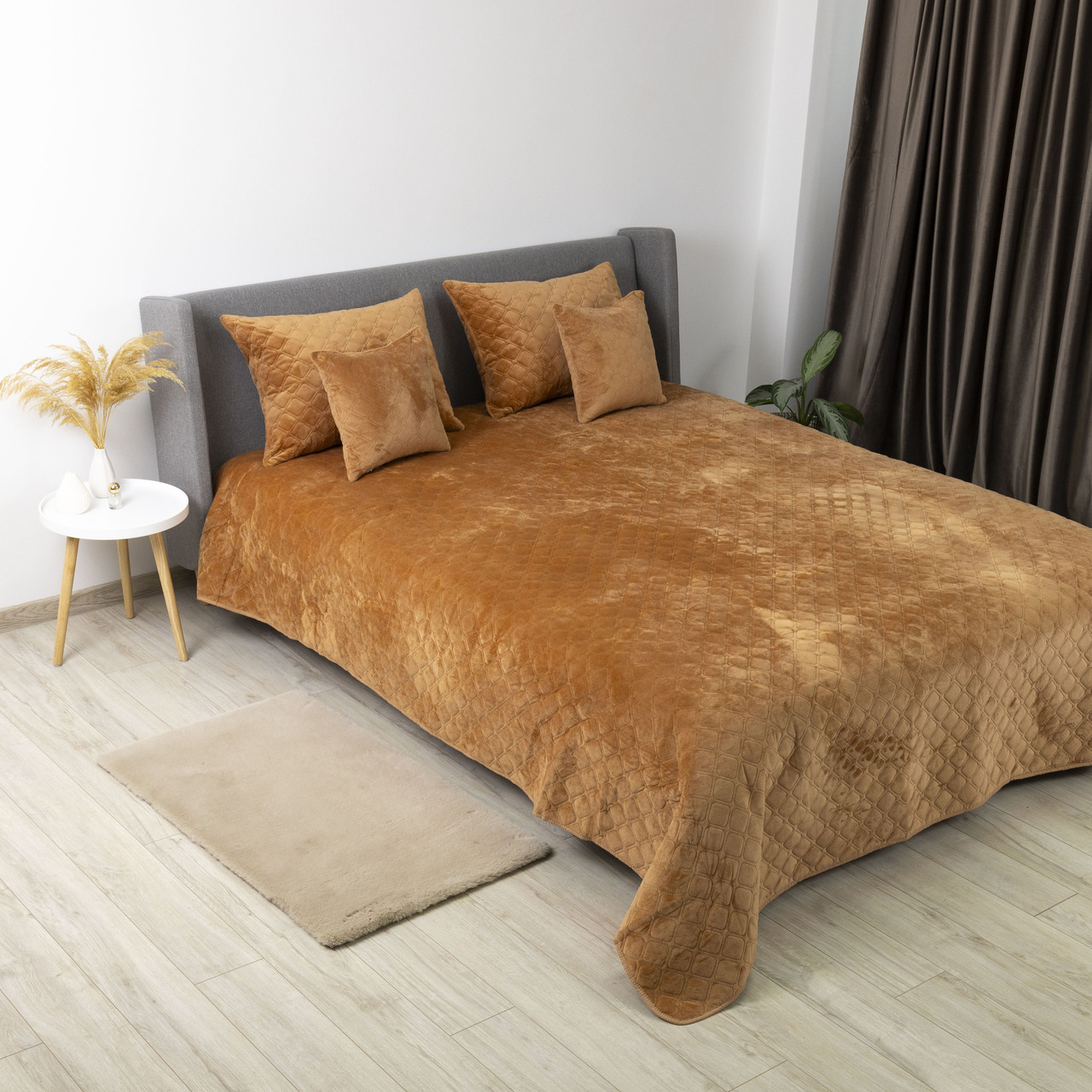 Покрывало ТЕП VELOUR 220х240 см Кофейный Ромб T-420