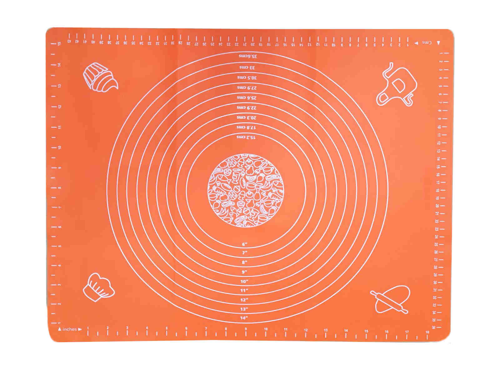 Силиконовый коврик для раскатки и выпечки теста 40 х 50 см оранжевый Genes 2186