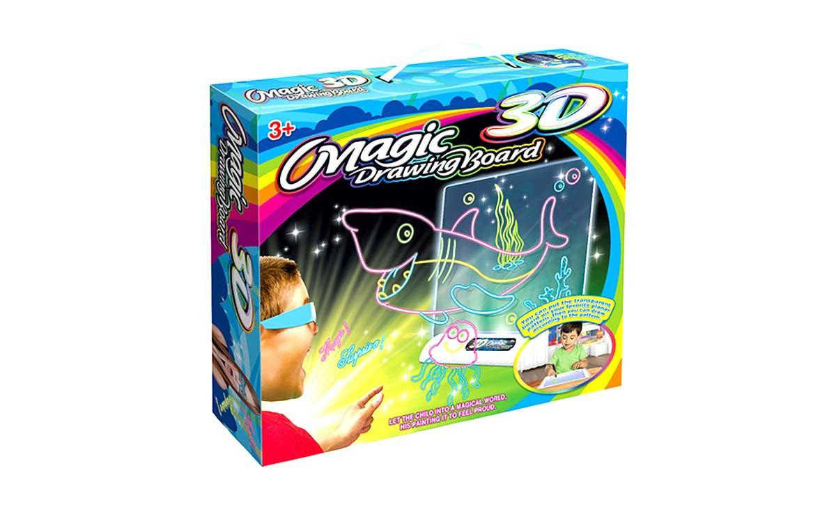 Электронная доска для рисования SUNROZ 3D Magic Drowing Board Морской стиль с подсветкой и 3D эффектом