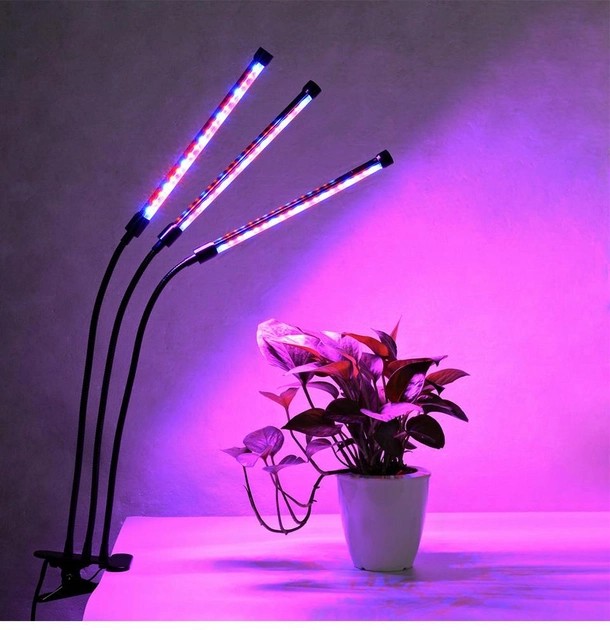 Ультрафиолетовая светодиодная фитолампа для растений GrowLight 3 лампы с таймером