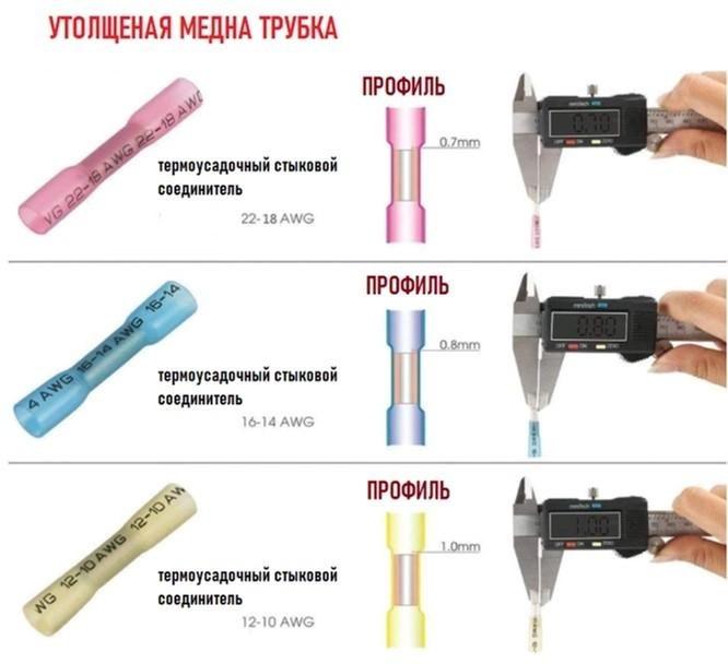 Набор гильз обжимных с термоусадкой PWR для соединения проводов 0.5-4.0 мм² 200 шт (NH050762)
