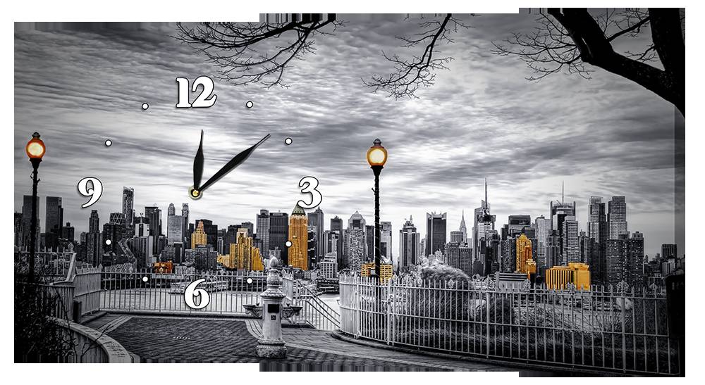 Настенные часы на холсте Декор Карпаты Нью-Йорк 05 Серый (bCig64938)