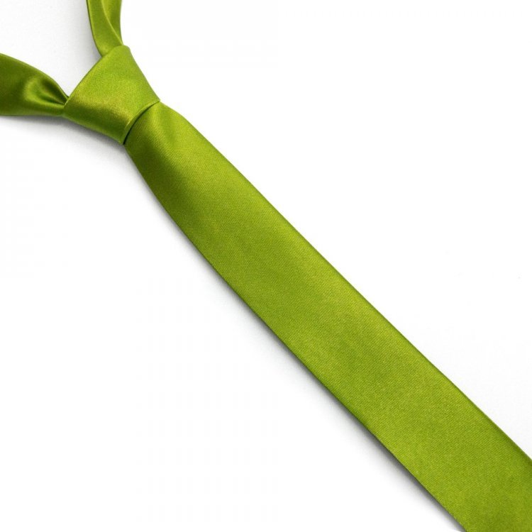 Краватка Gofin Вузька Світло-Зелена (Оливкова) Однотонна Fgn-10