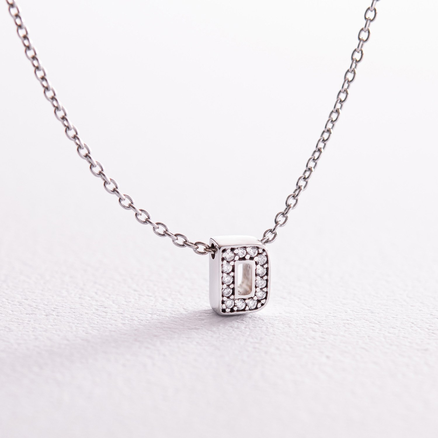 Серебряное колье с буквой D с фианитами 1103 D Оникс 45