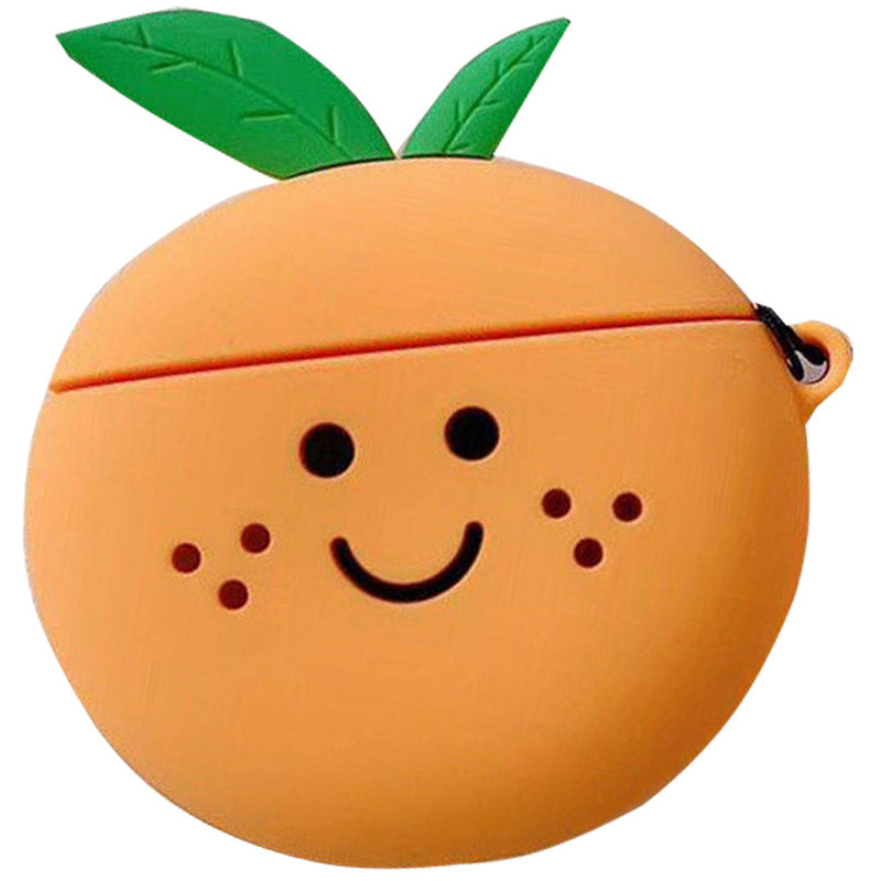 Силиконовый футляр Epik Smile Fruits series для наушников AirPods 1/2 + кольцо orange 749622