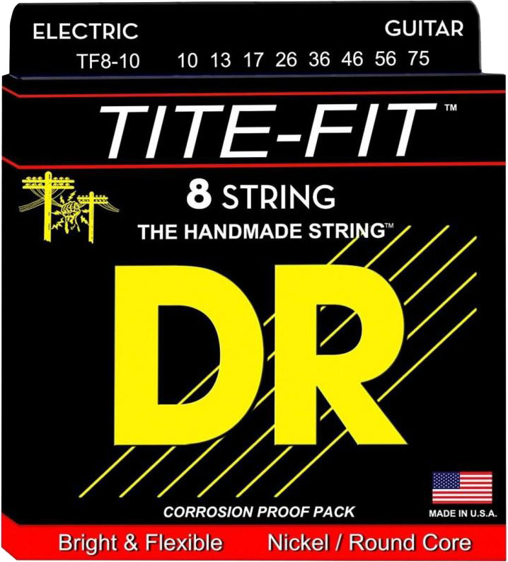 Струни для електрогітари DR TF8-10 Tite-Fit Nickel Plated Medium Electric 8 Strings 10/75