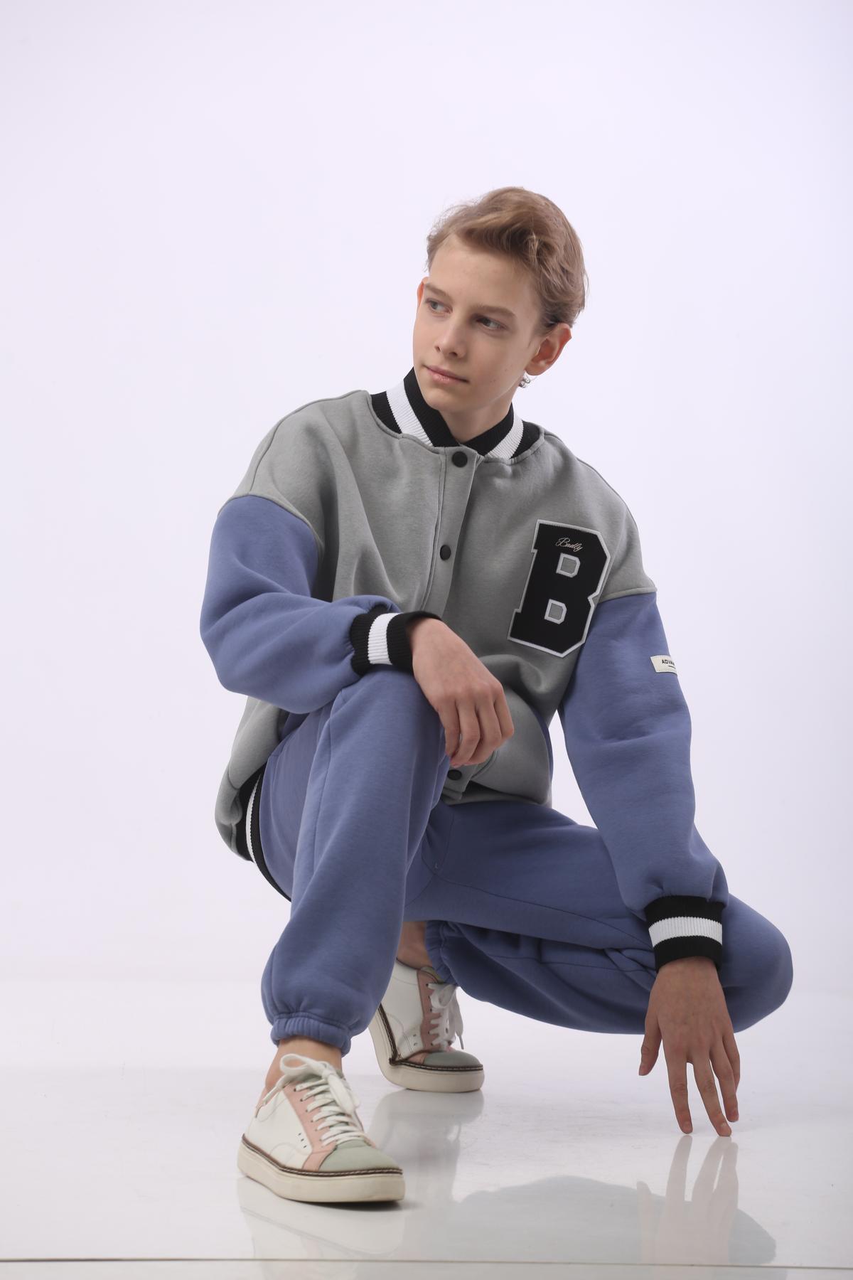 Спортивный костюм на флисе Серо-голубой Ukraine Brand 164 см
