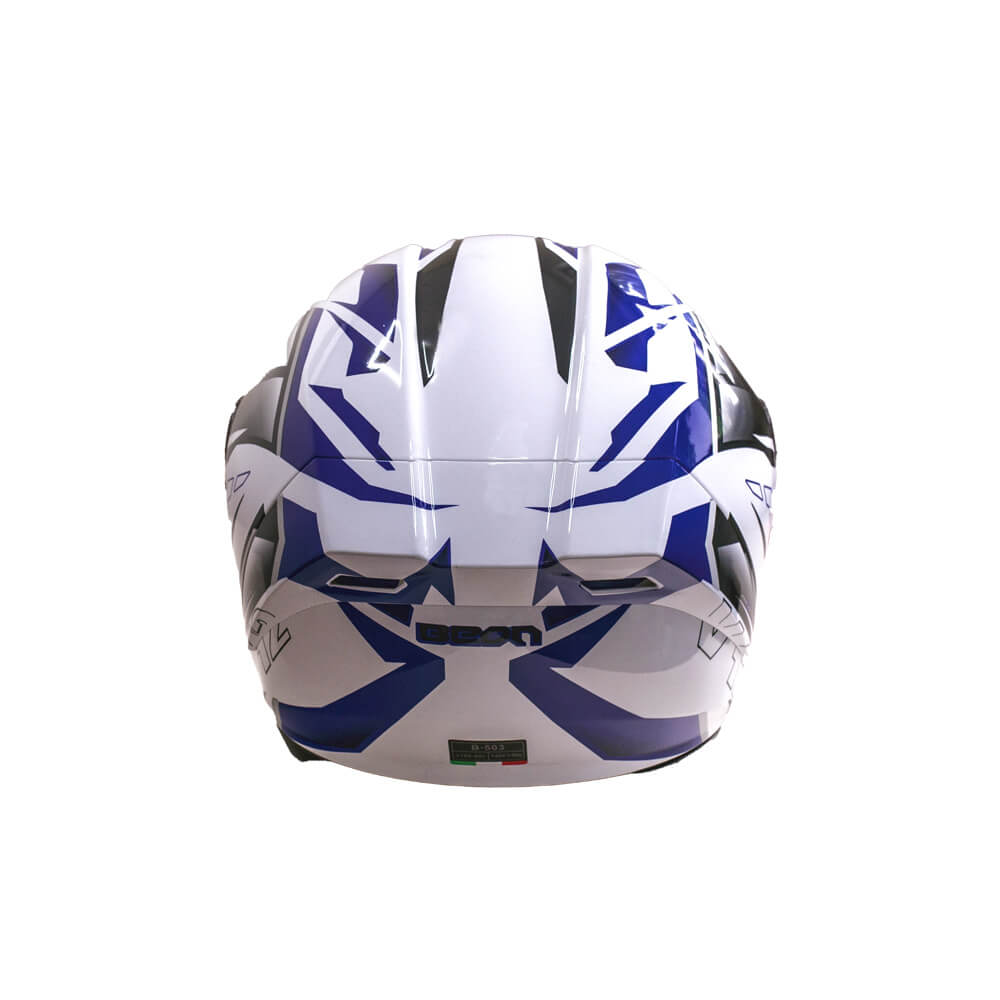 Мотошлем интеграл Beon B-503 Single Visor Angle Tear L Shiny White-Blue (298711)