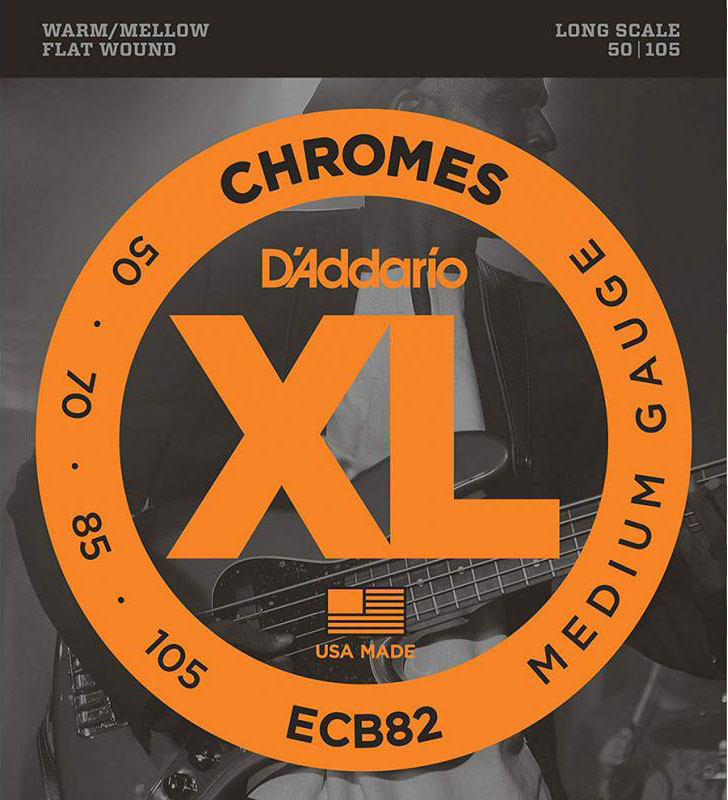 Струны для бас-гитары D'Addario ECB82 Chromes Flatwound Medium Bass Strings 50/105