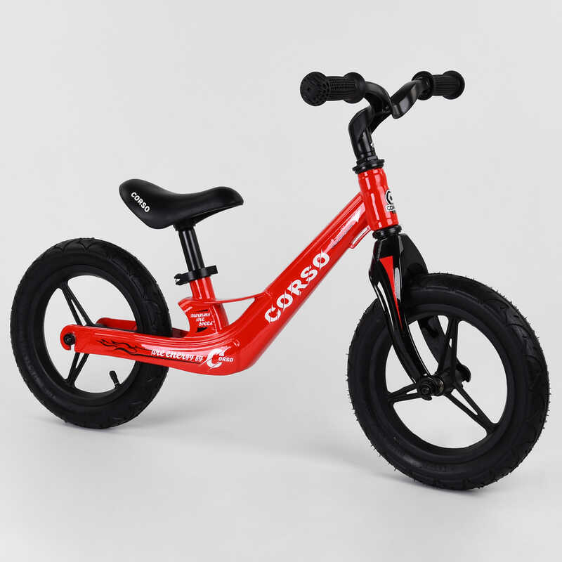 Велобіг дитячий з надувними колесами, магнієвою рамою та магнієвим кермом Corso Red/Black (66650)