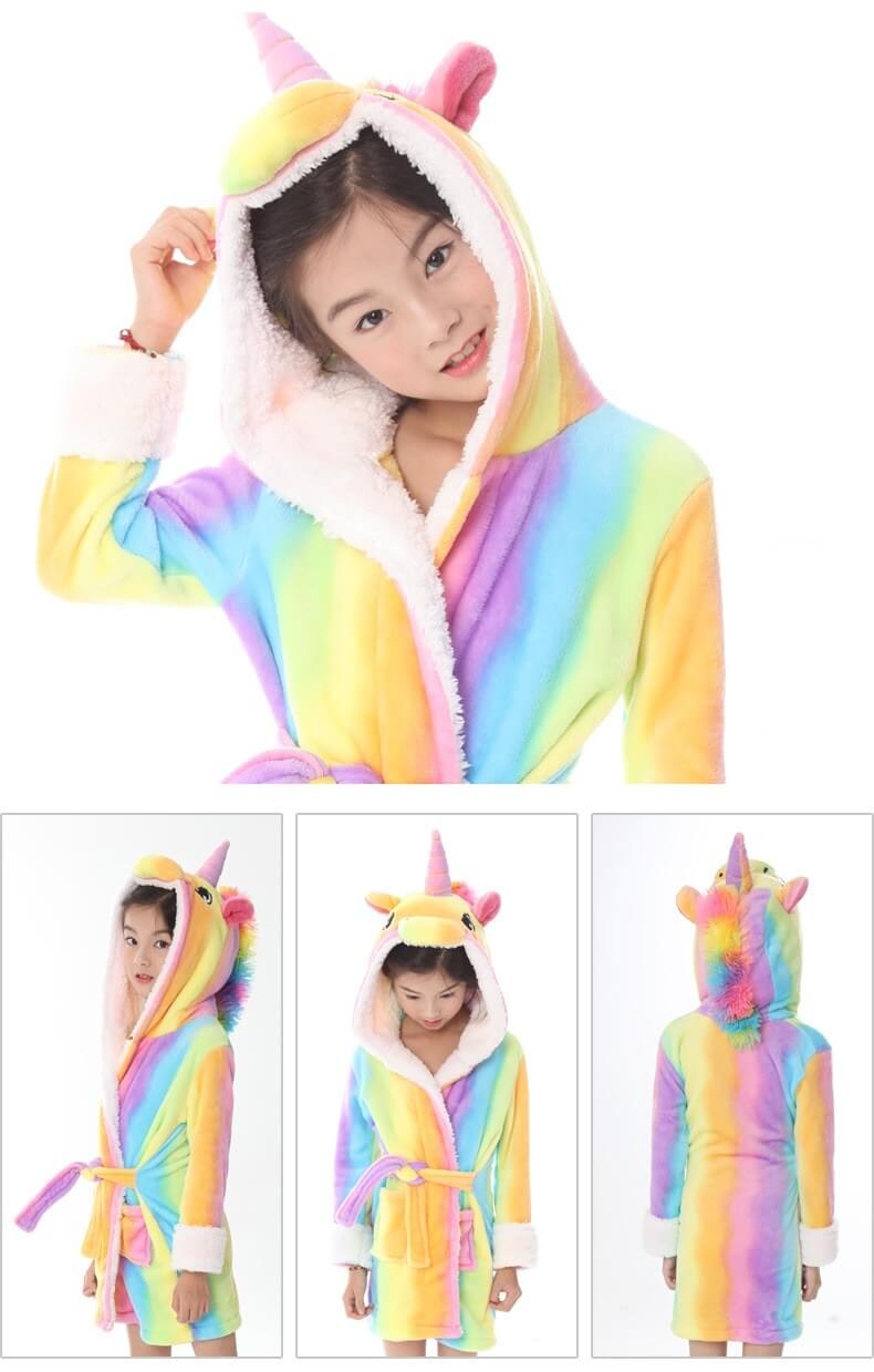 Халат детский BearWear Единорог радуга XL 130 - 140 см Разноцветный (1000054-XL)