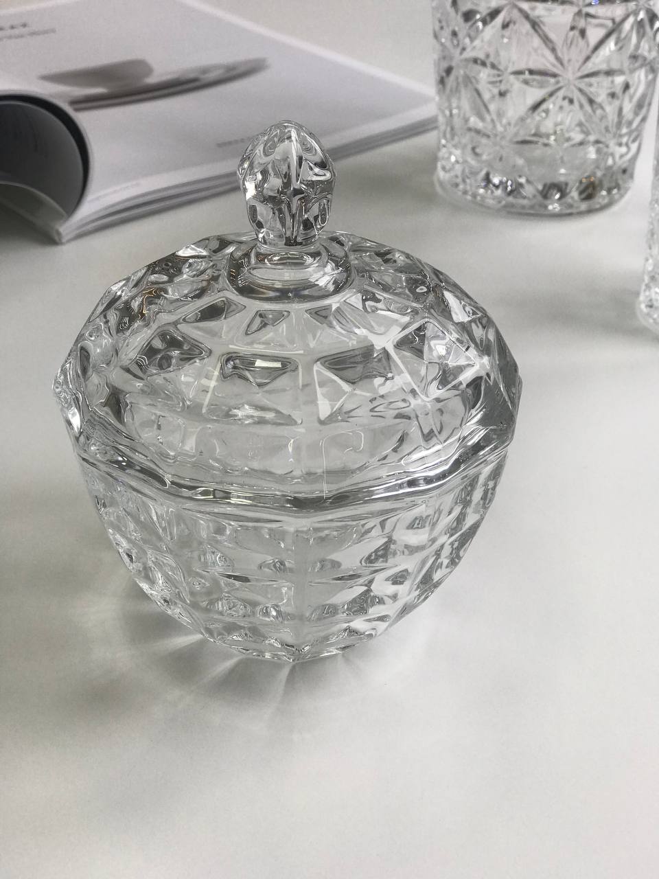 Сахарница с крышкой стеклянная Diamond Olens 102-014
