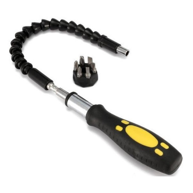 Гнучкий подовжувач для викрутки та дриля + набір 6 шт. Snake Bit TOOL 7167 290 мм Чорний