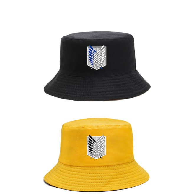 Панама Jsstore Атака Титанов Аниме двухсторонняя Черная Желтая 56-58 см