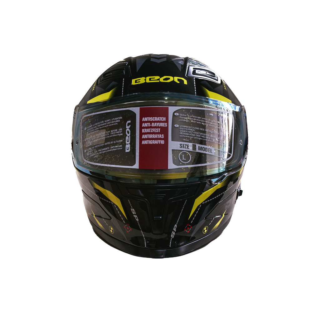 Мотошлем интеграл Beon L Tech Shiny Black-Yellow (298717)