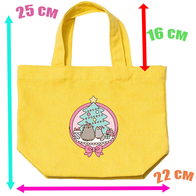 Детская эумка-шопер No brand Pusheen cat Кот новый год 25х22 см Желтый (v-12168)