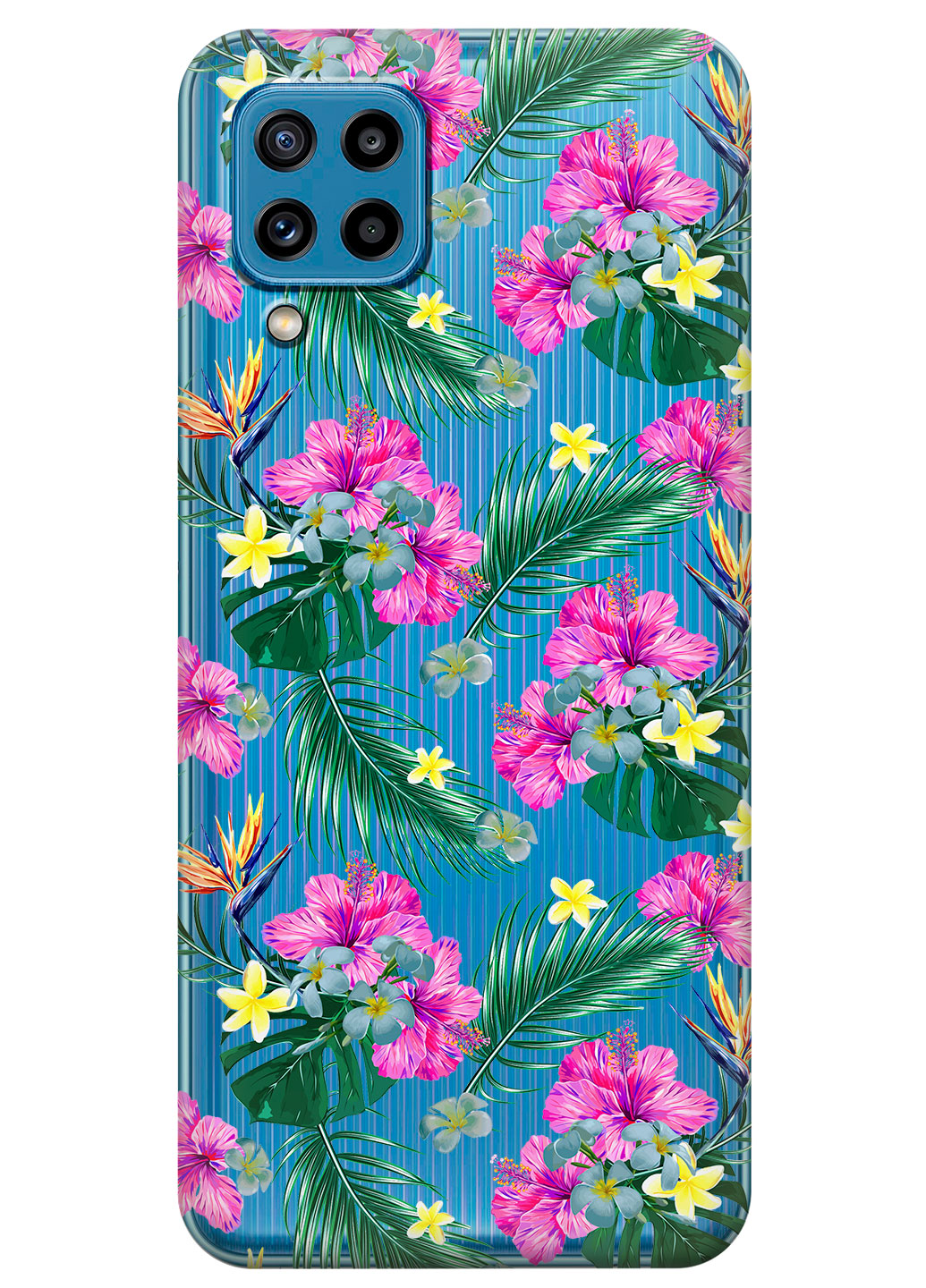 Прозорий силіконовий чохол iSwag для Samsung Galaxy M32 - Тропічні квіти (KS15204)