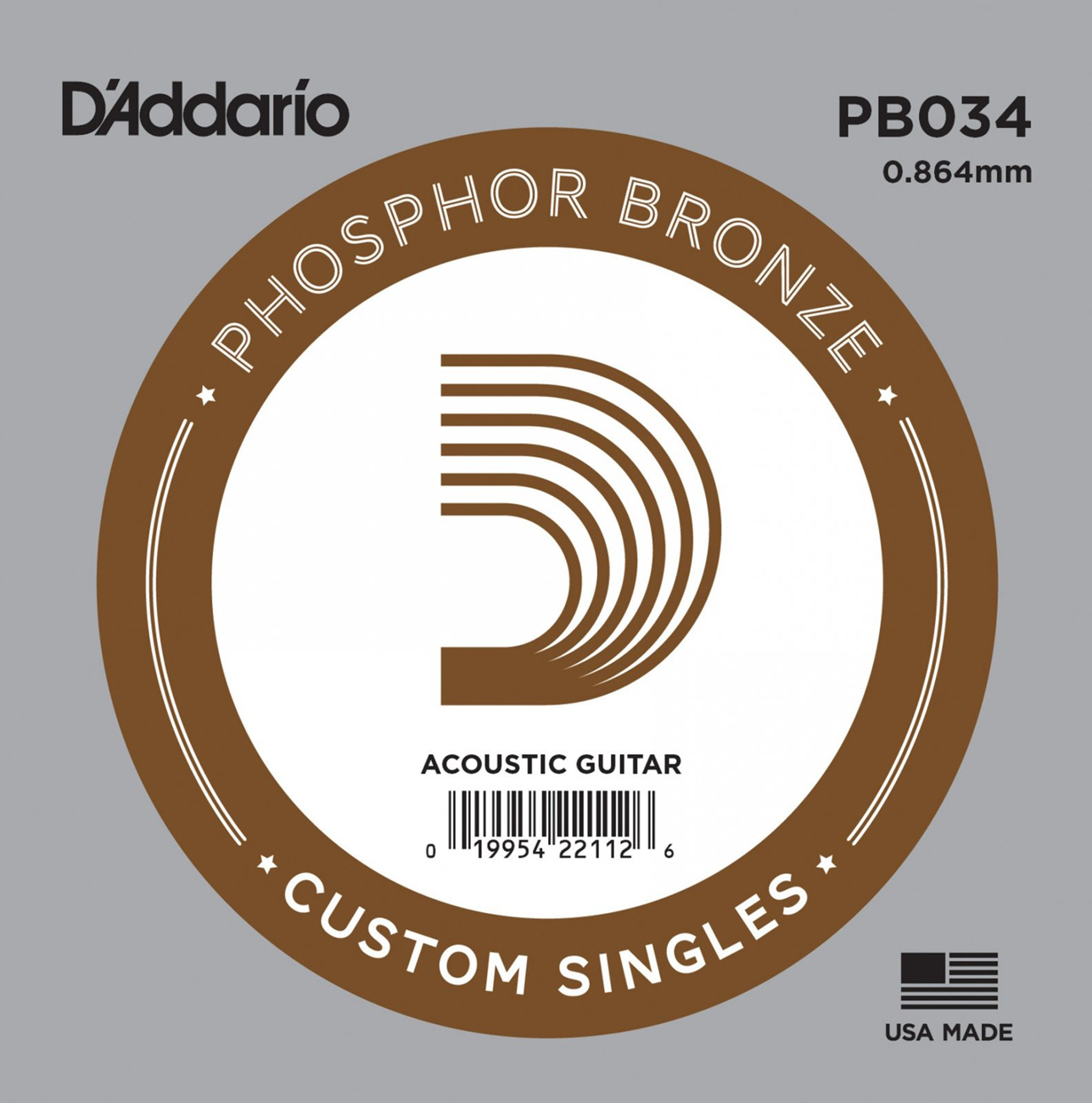 Струна D'Addario PB034 Phosphor Bronze .034
