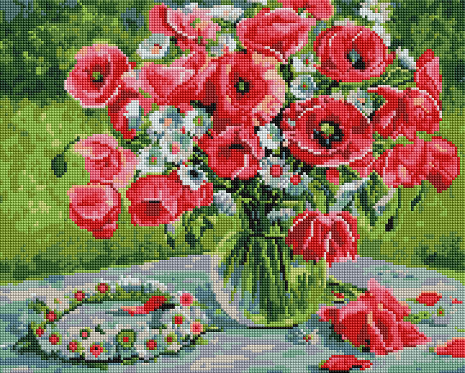 Алмазна мозаїка BrushMe Віночок польових квітів 40х50 см GF4795