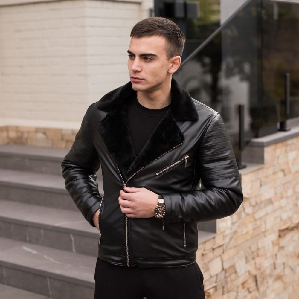 Мужская зимняя дубленка Pobedov Winter Jacket V6 140281 S Черный (00000000400)