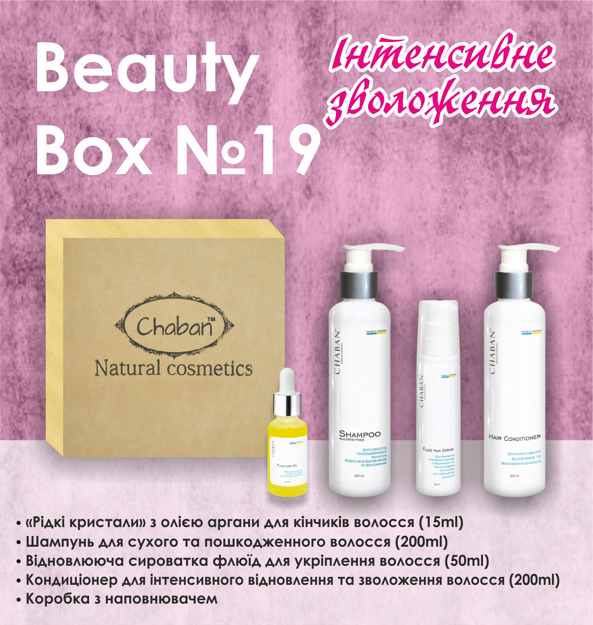 Подарунковий набір Beauty Box ТМ Chaban №19 Інтенсивне зволоження