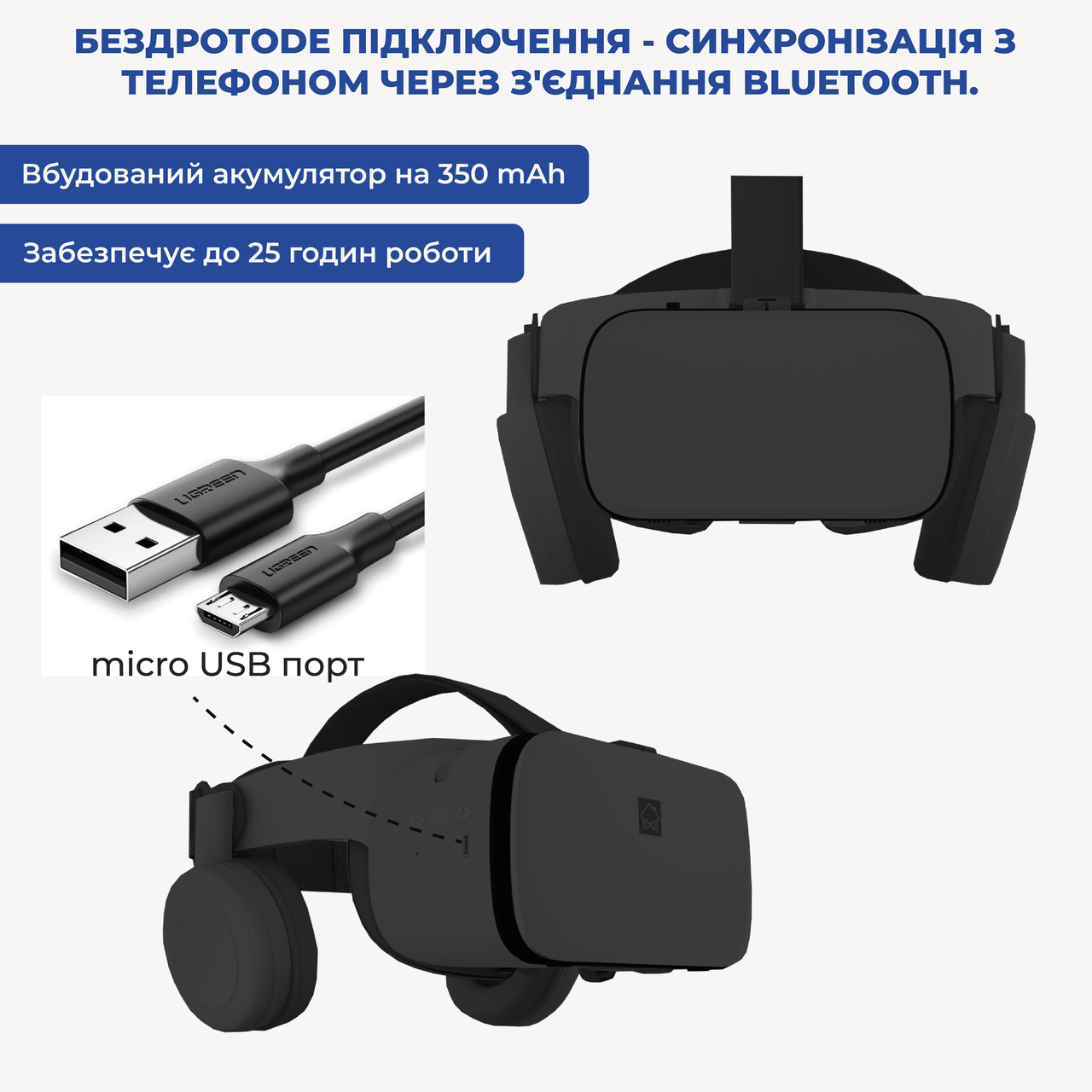 Окуляри віртуальної реальності BOBO 3D VR Z6 для ПК та смартфонів з пультом Black