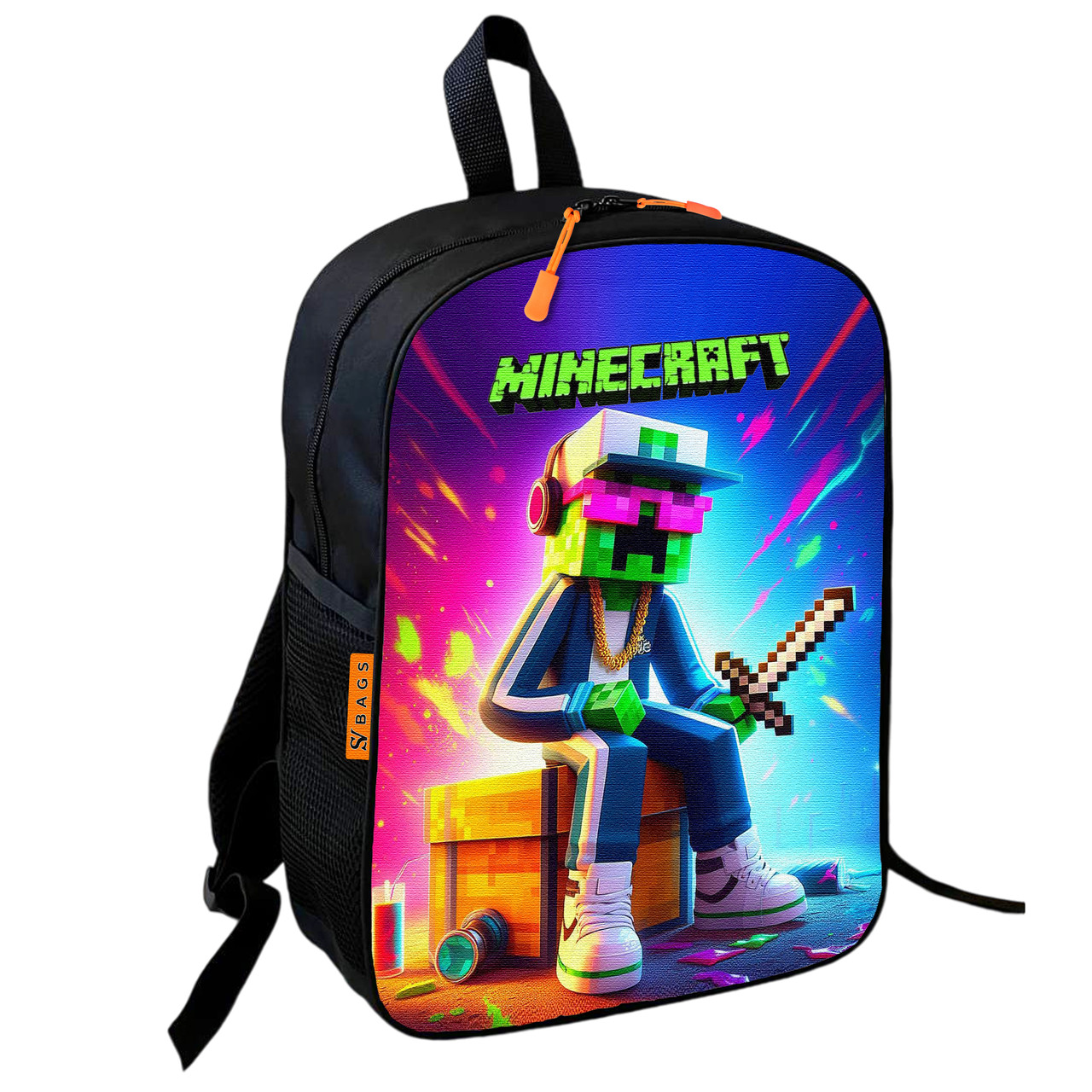 Дитячий шкільний рюкзак Minecraft Крипер з мечем 36х27х13 см водонепроникний