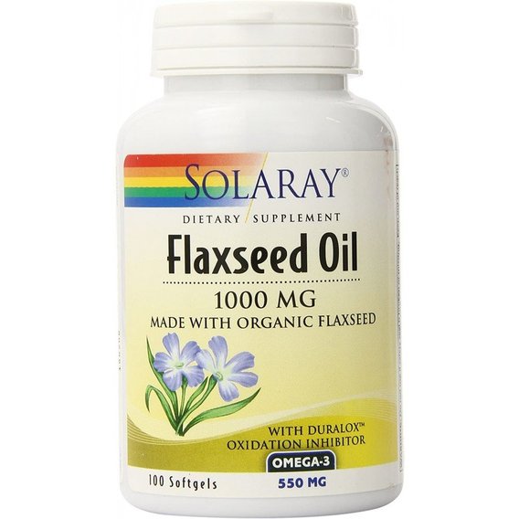 Льняное масло Solaray Flaxseed Oil 1000 mg 100 Softgels SOR-00802