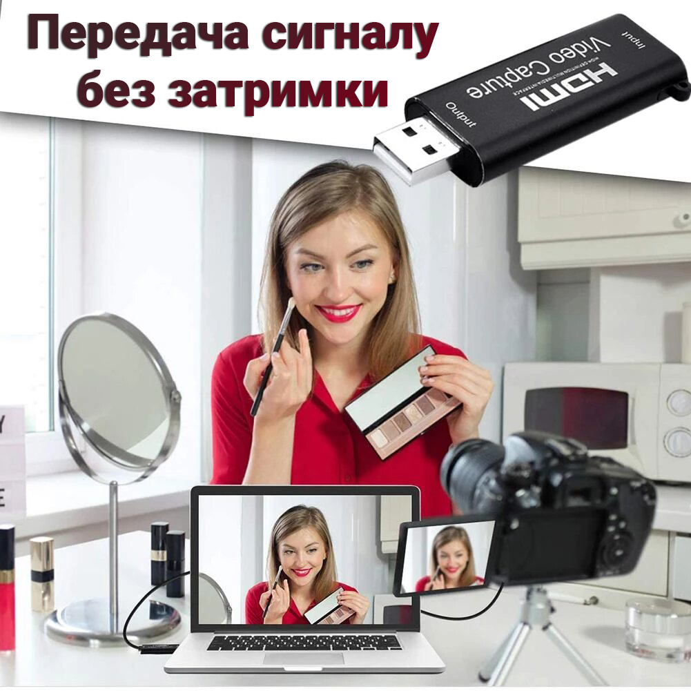 Внешняя видео карта видеозахвата HDMI - USB 2.0 для стримов и записи екрана, конвертер потокового видео UHD
