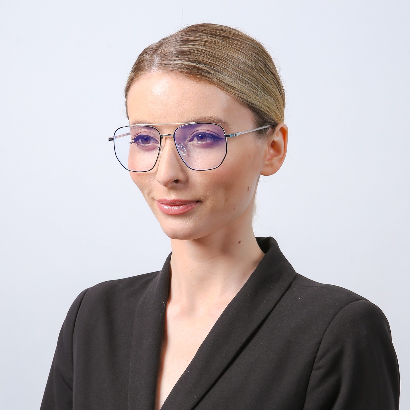Очки для компьютера LuckyLOOK Blue Blocker Фэшн-классика Черно-серебристый 754-775
