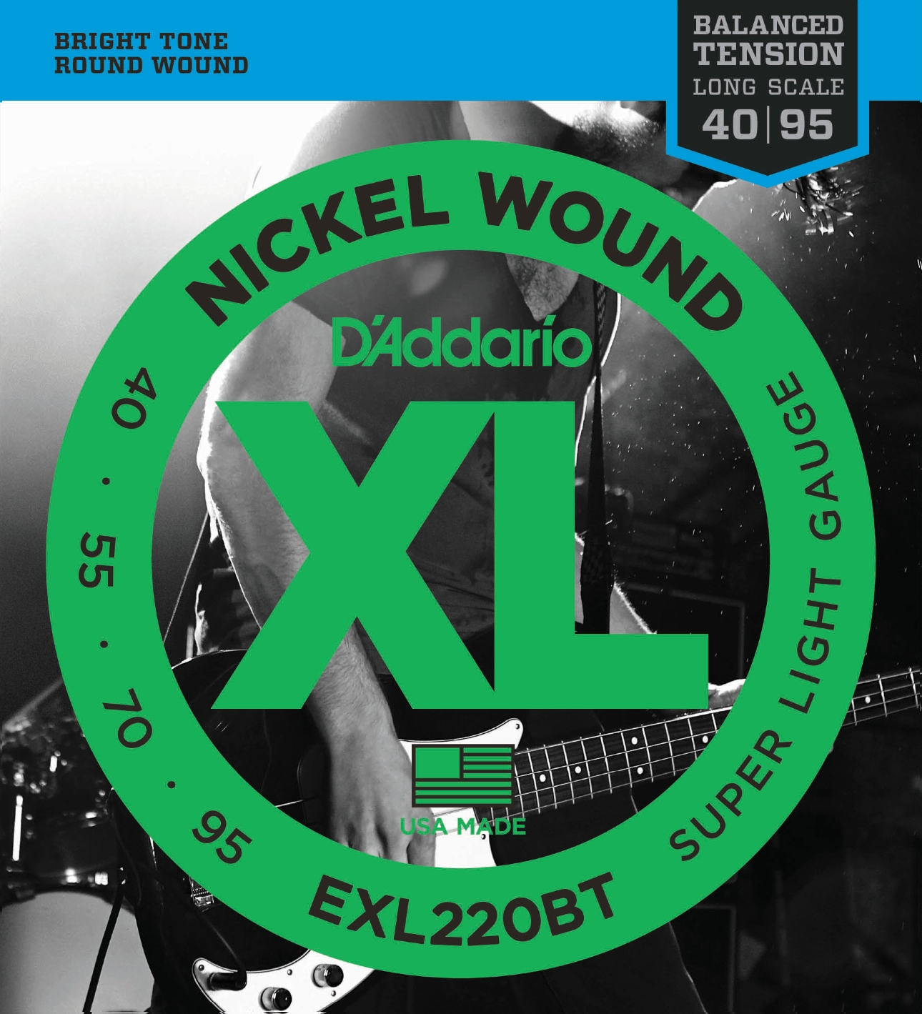 Струни для бас-гітари D’Addario EXL220BT Balanced Tension Nickel Wound Super Light 4-String Bass 40/95