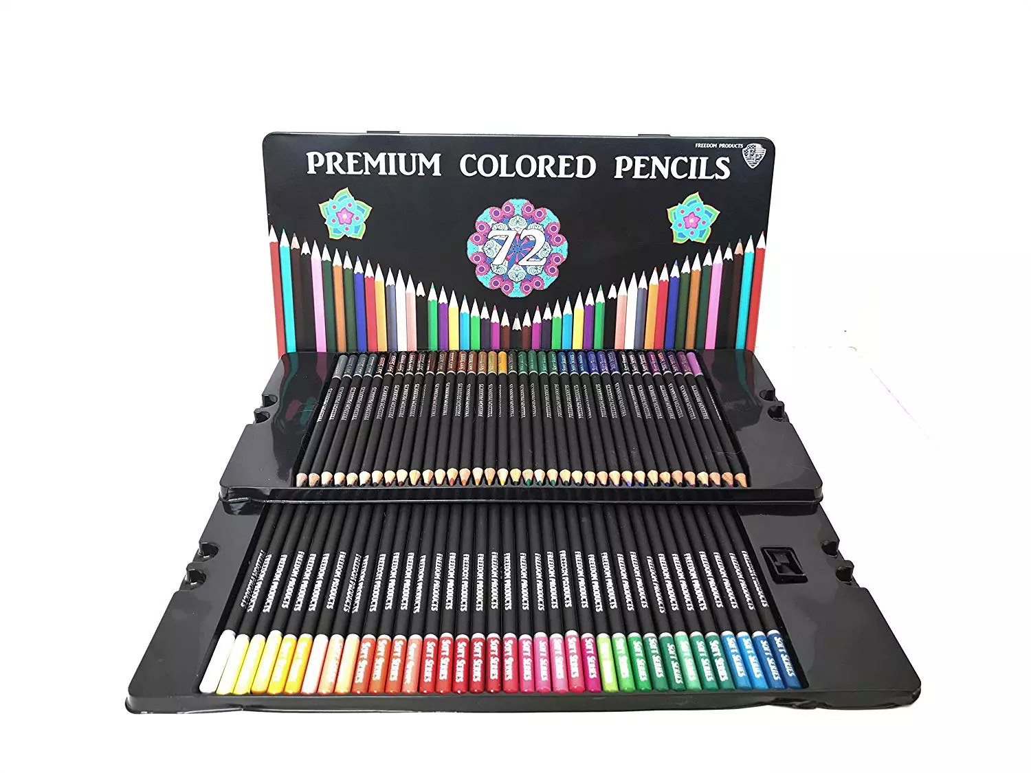Набір кольорових олівців YOVER 72 штуки у метал пеналі з чинкою