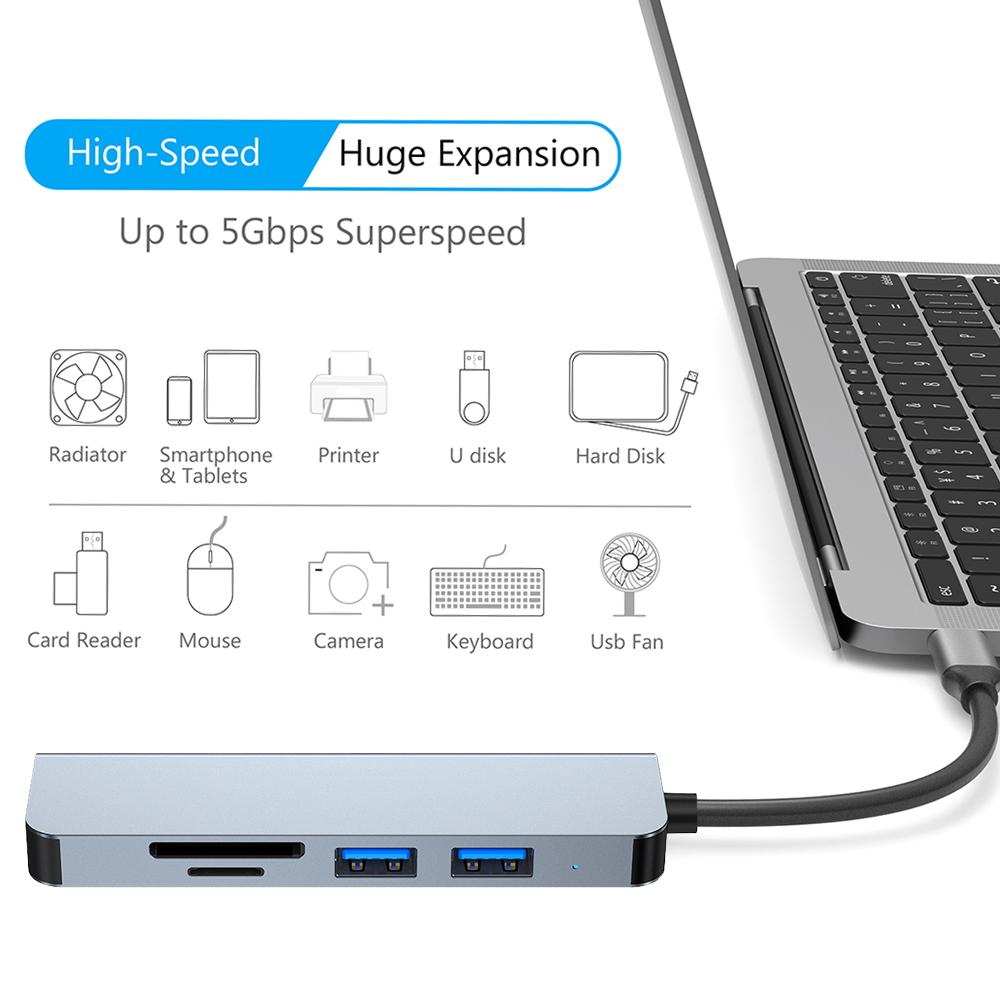 Док-станция Niye 5-в-1 с портом USB 3.0 Порты USB2.0 Устройство для чтения карт SD/TF Ultra