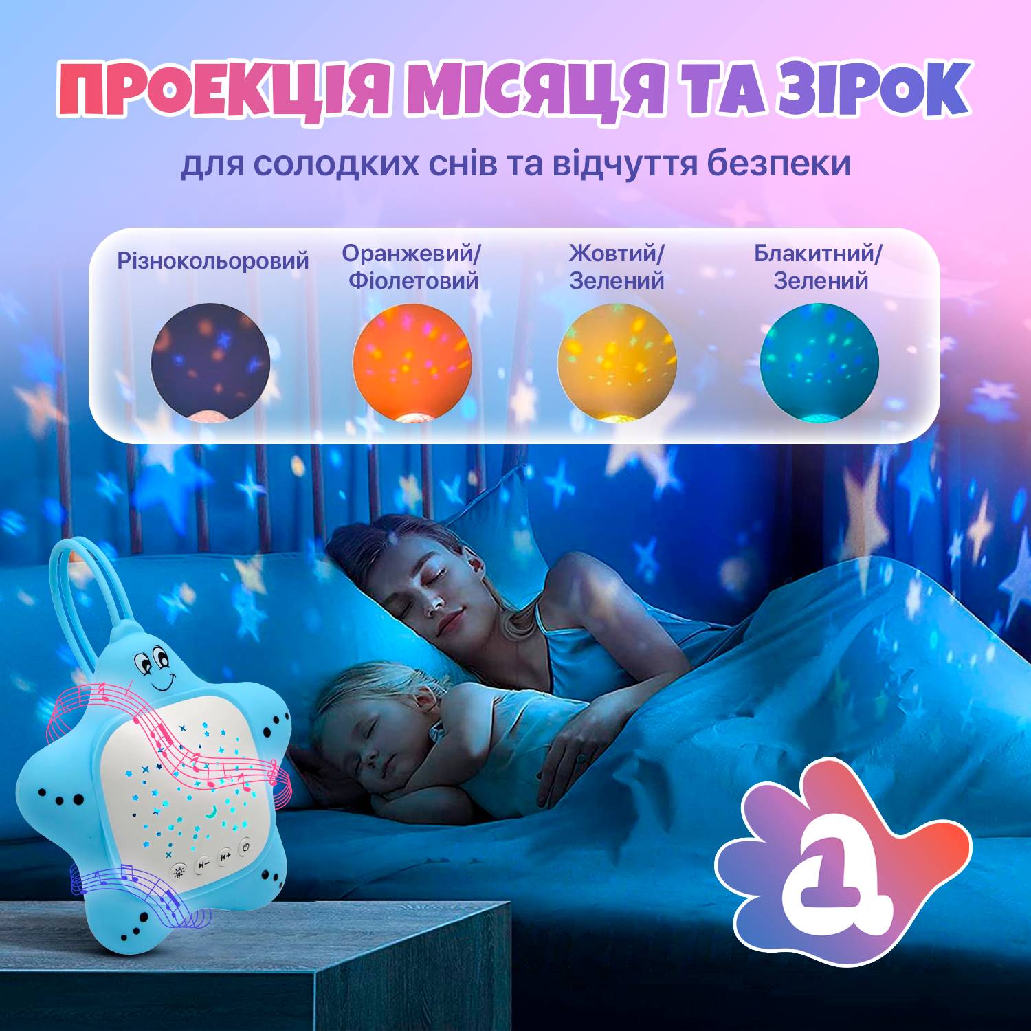 Генератор белого шума для младенцев Звездочка А1 с проектором звездного неба Голубой (STG-A1-Blue)