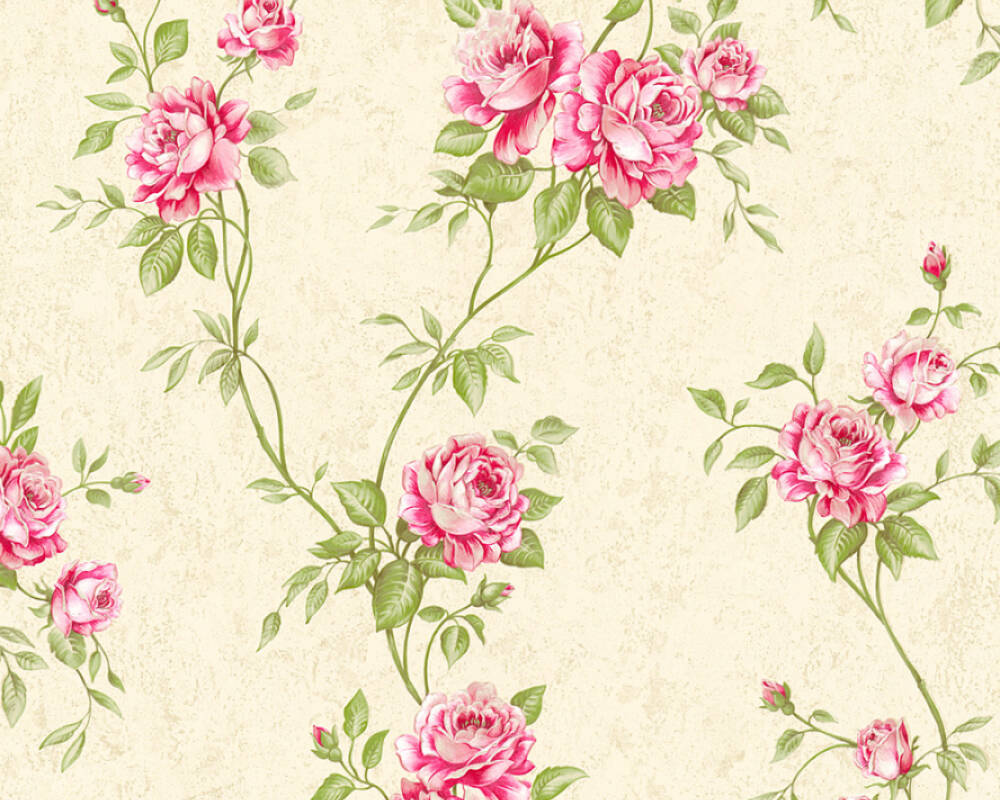 Вінілові шпалери A.S. Creation Romantico на флізеліновій основі Бежевий з рожевим (37226-1)