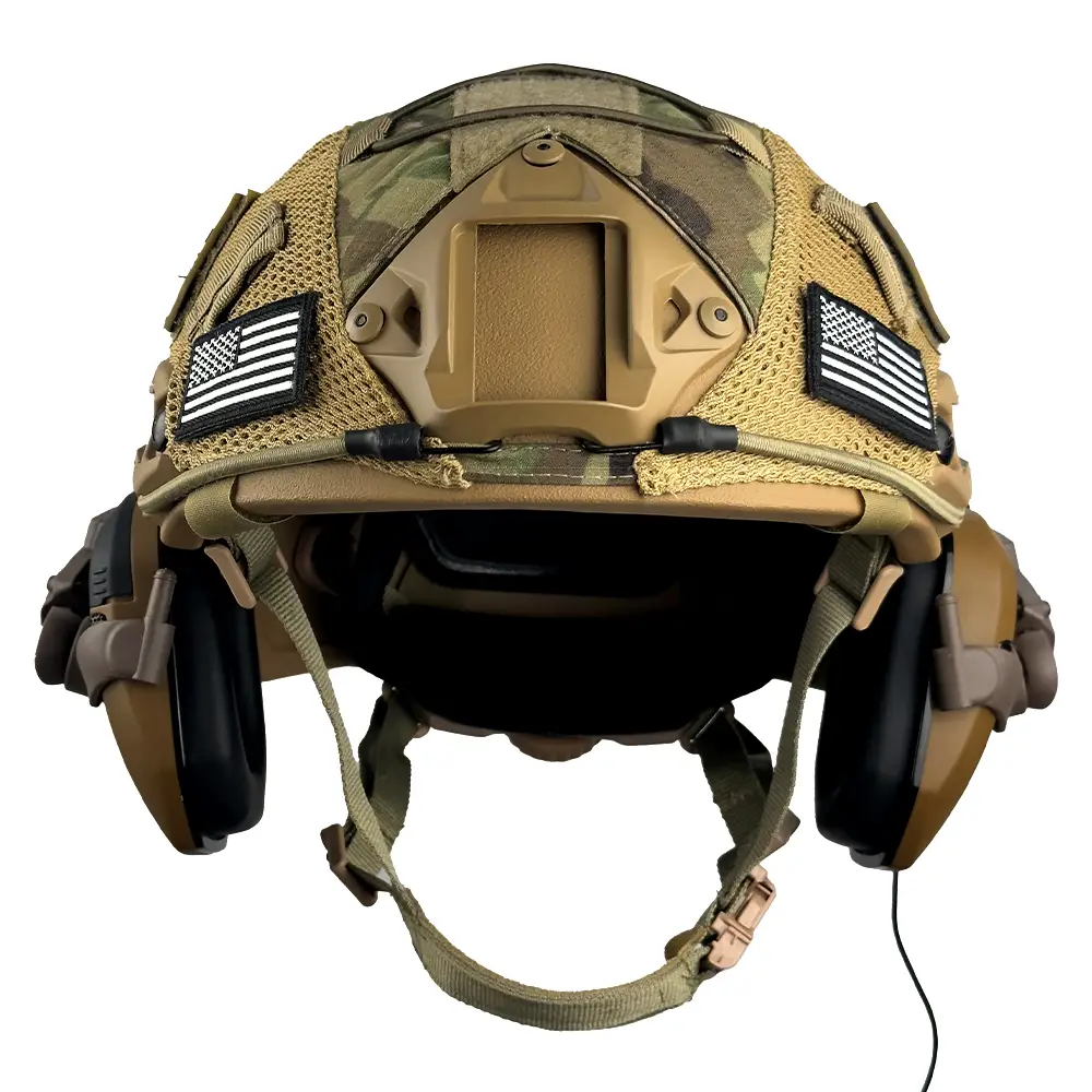 Комплект шлем FAST Helmet NIJ IIIA/наушники Walkers Razor Slim с чебурашкой/кавер L Мультикам