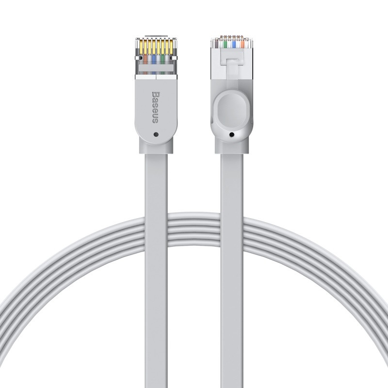 Патч-корд для интернета BASEUS RJ45 Gigabit flat 5 м, белый