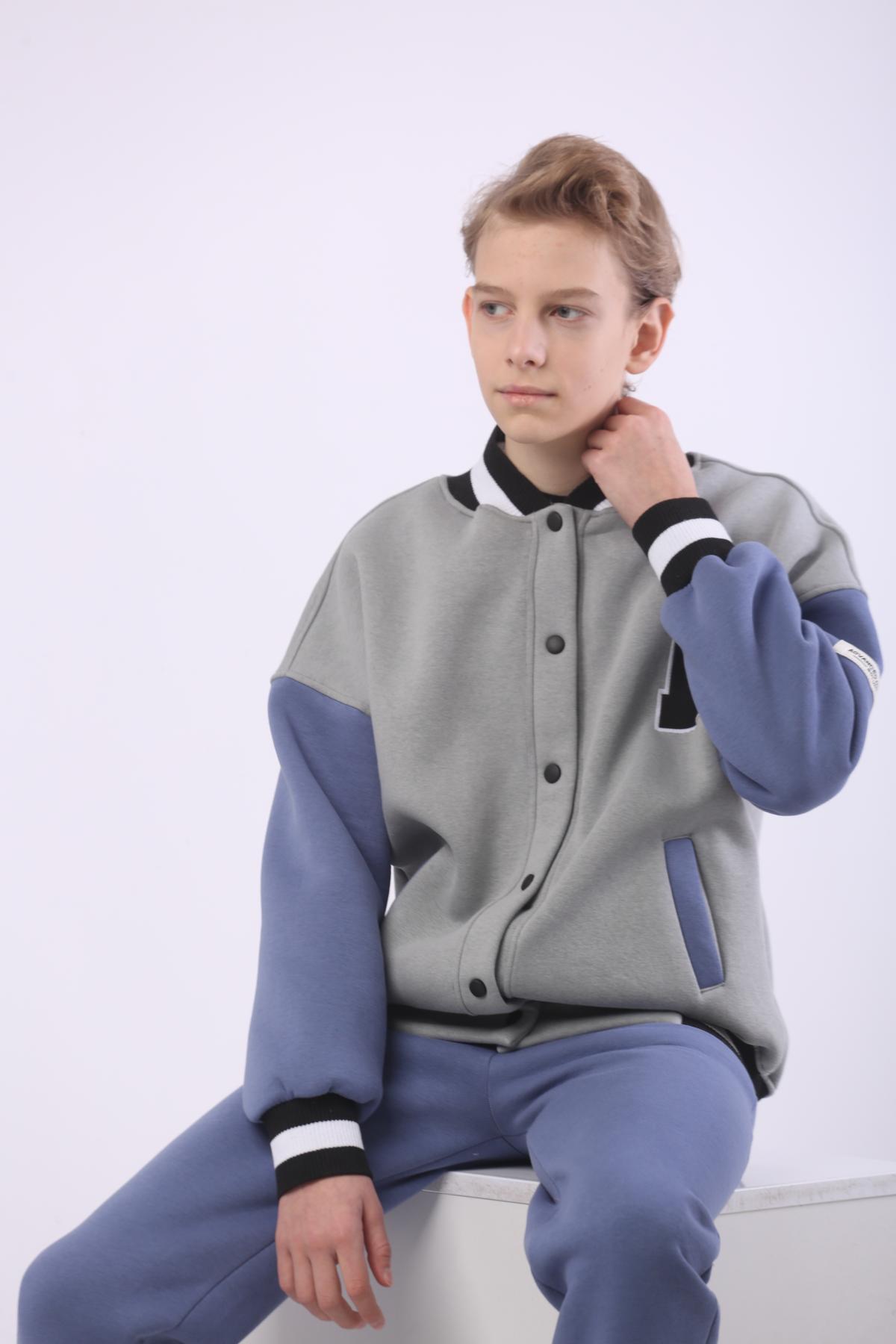 Спортивный костюм на флисе Серо-голубой Ukraine Brand 152 см