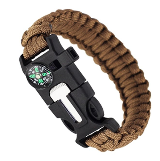 Браслет IP Paracord Flint-Fire + compass brown