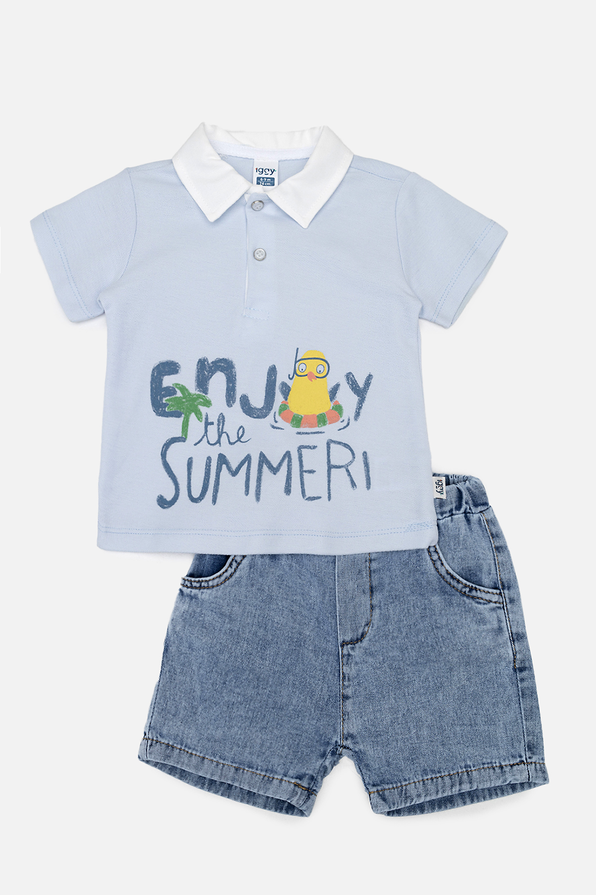 Костюм з джинсовими шортами для хлопчика Iggy 80 Блакитний ЦБ-00249264 (SKT000990989)