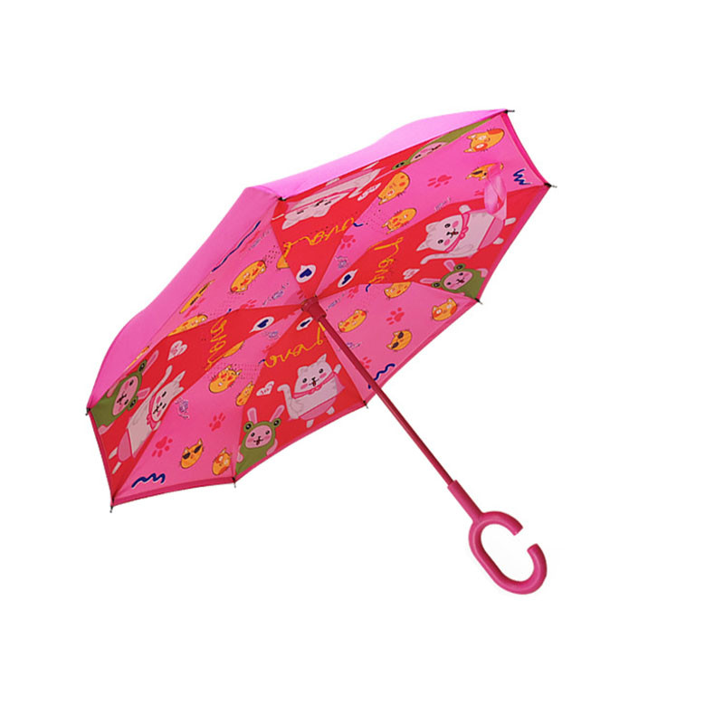 Детский зонт-наоборот Up-Brella Lucky Cat Красно-розовый